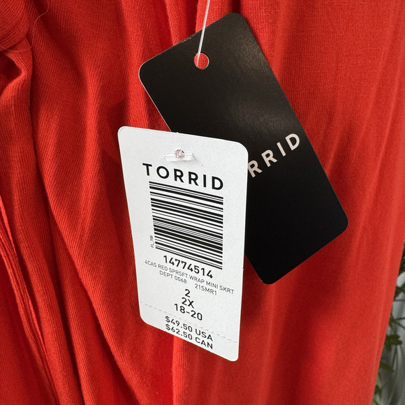 NWT Torrid Orange Faux Wrap Pencil Skirt Super Soft Knits Size 2 Vacation‎ Beach - Picture 3 of 5